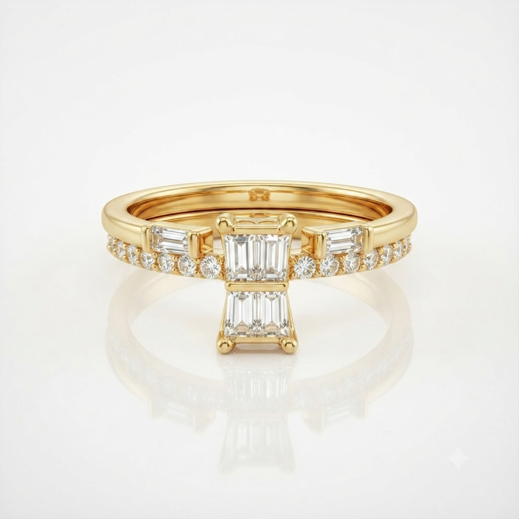 Duo Illusion-eclat, bague en or 18 carats — Riana Jewelry