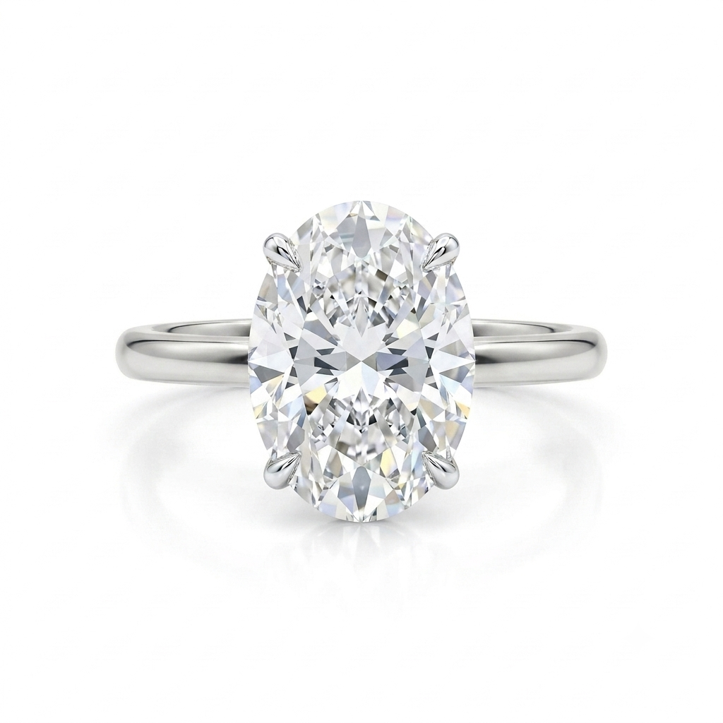 Solitaire Ovalia en or blanc 18 carats, diamant taille ovale