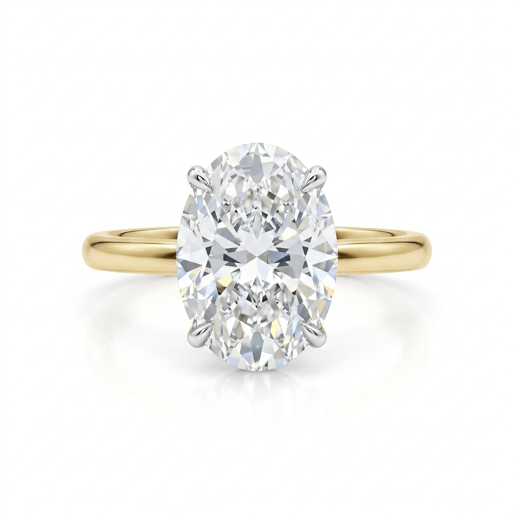 Solitaire Ovalia en or jaune 18 carats, diamant de laboratoire taille ovale