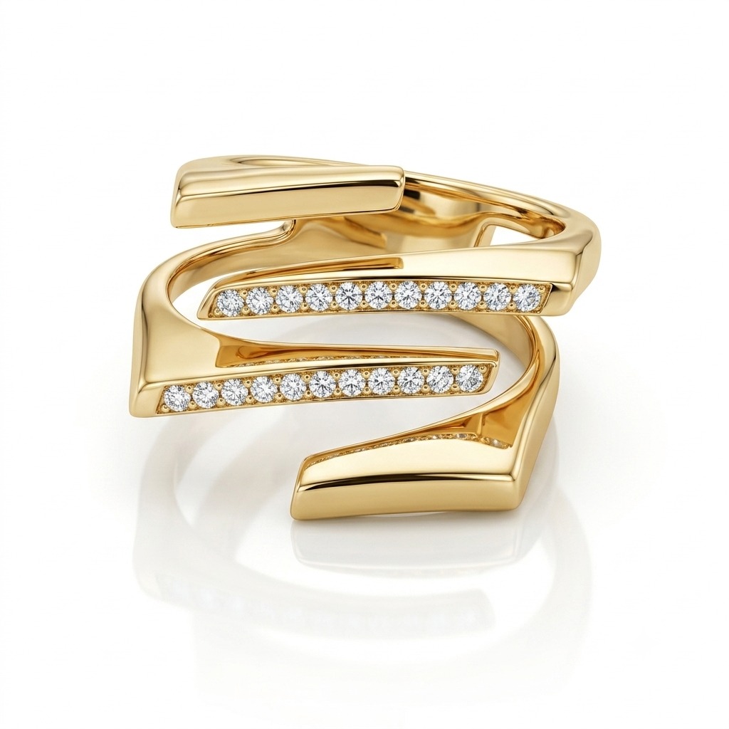 BA-1159 Hypnotic, bague en or 18 carats et diamants — Riana Jewelry