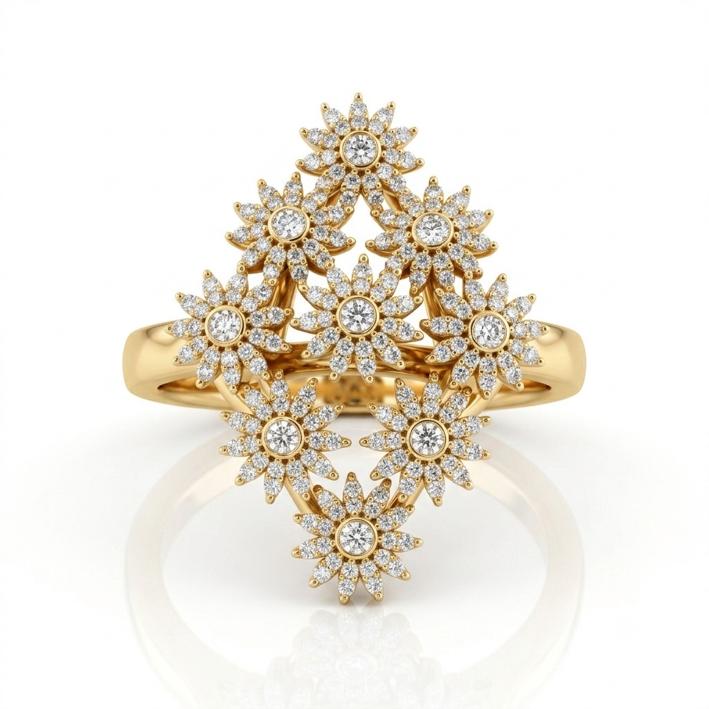 BA-999 Gardenia Sublime, bague en or 18 carats et diamants — Riana Jewelry