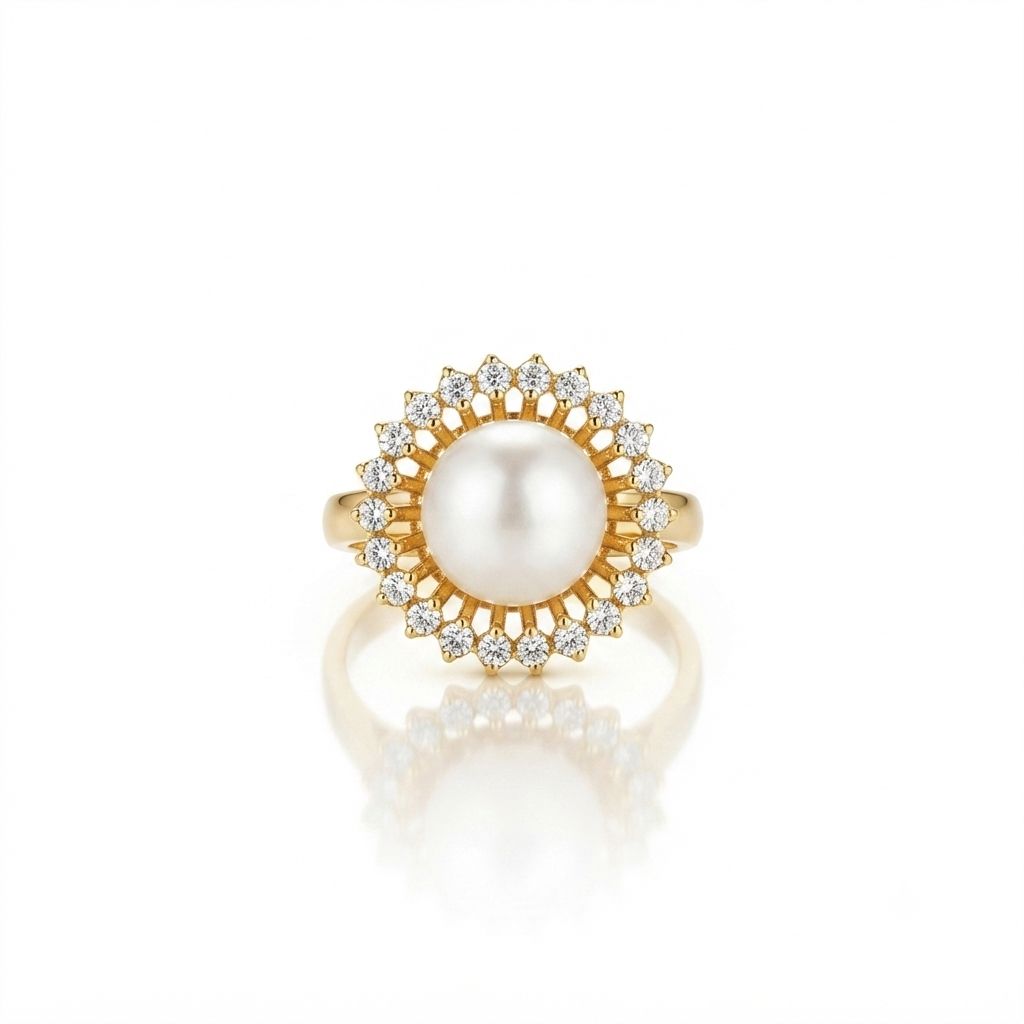 BA-367 Perle Oxalide Eternelle, bague en or 18 carats et diamants — Riana Jewelry