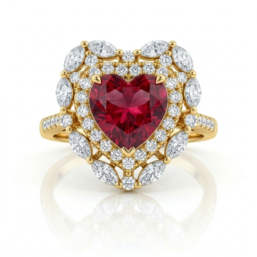 Heart King, bague en or 18 carats et diamants — Riana Jewelry