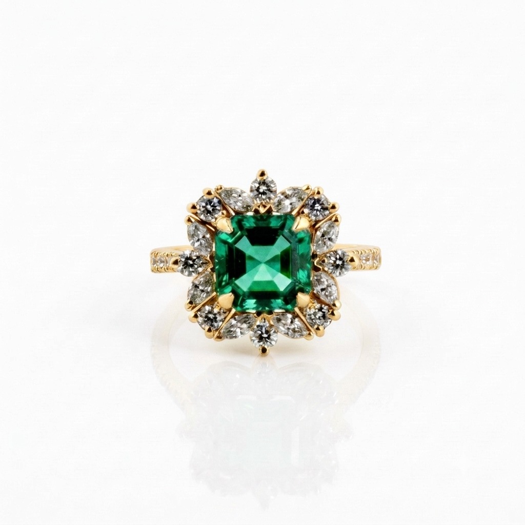 Emeraperial, bague en or 18 carats et diamants — Riana Jewelry
