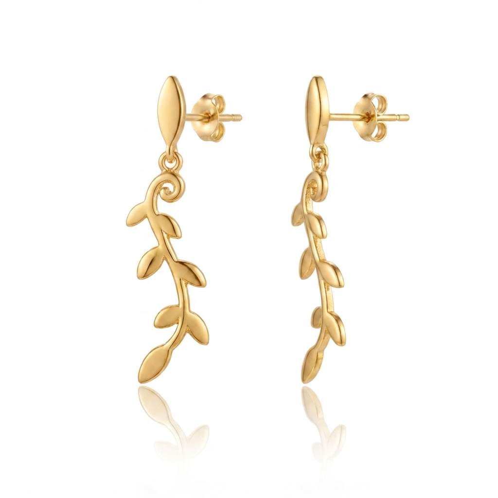 Brindille d'OR, boucles d'oreilles en or 18 carats — Riana Jewelry