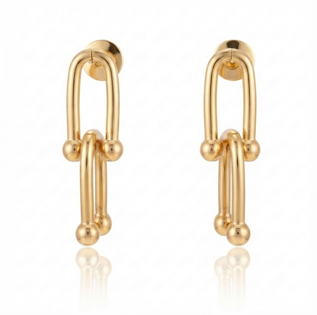 Maillons D'or, boucles d'oreilles en or 18 carats — Riana Jewelry