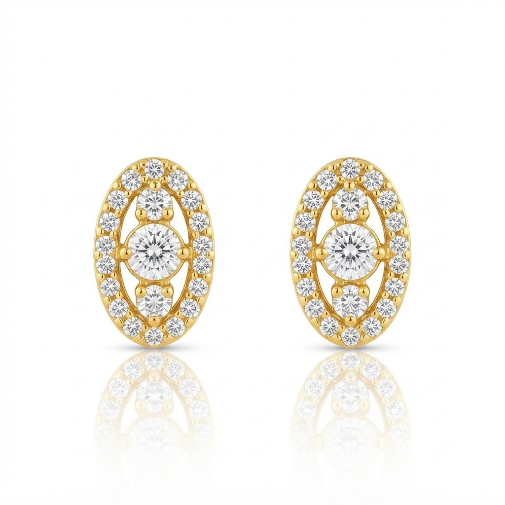 Ovalus, boucles d'oreilles en or 18 carats — Riana Jewelry