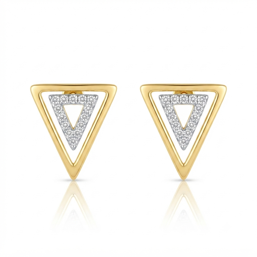 Triangle D'or, boucles d'oreilles en or 18 carats — Riana Jewelry