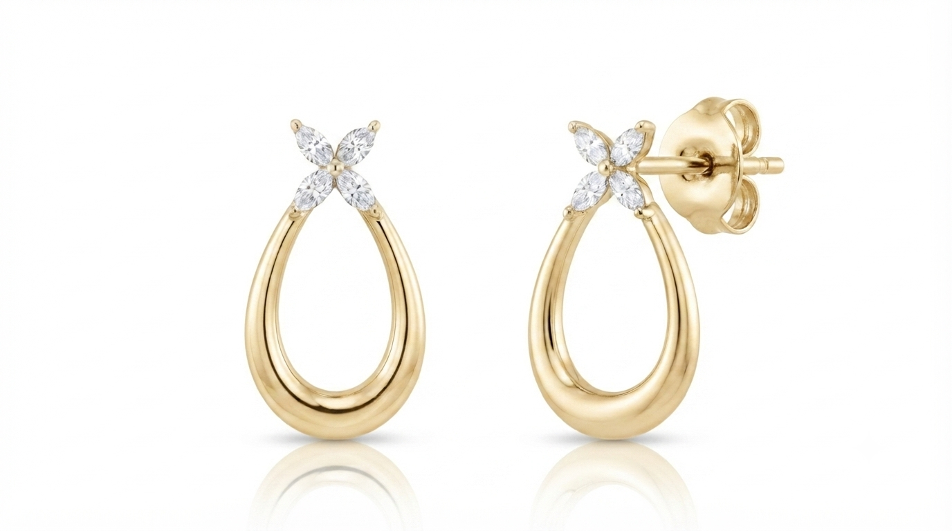 Bc 500 Hemera, boucles d'oreilles en or 18 carats et diamants — Riana Jewelry