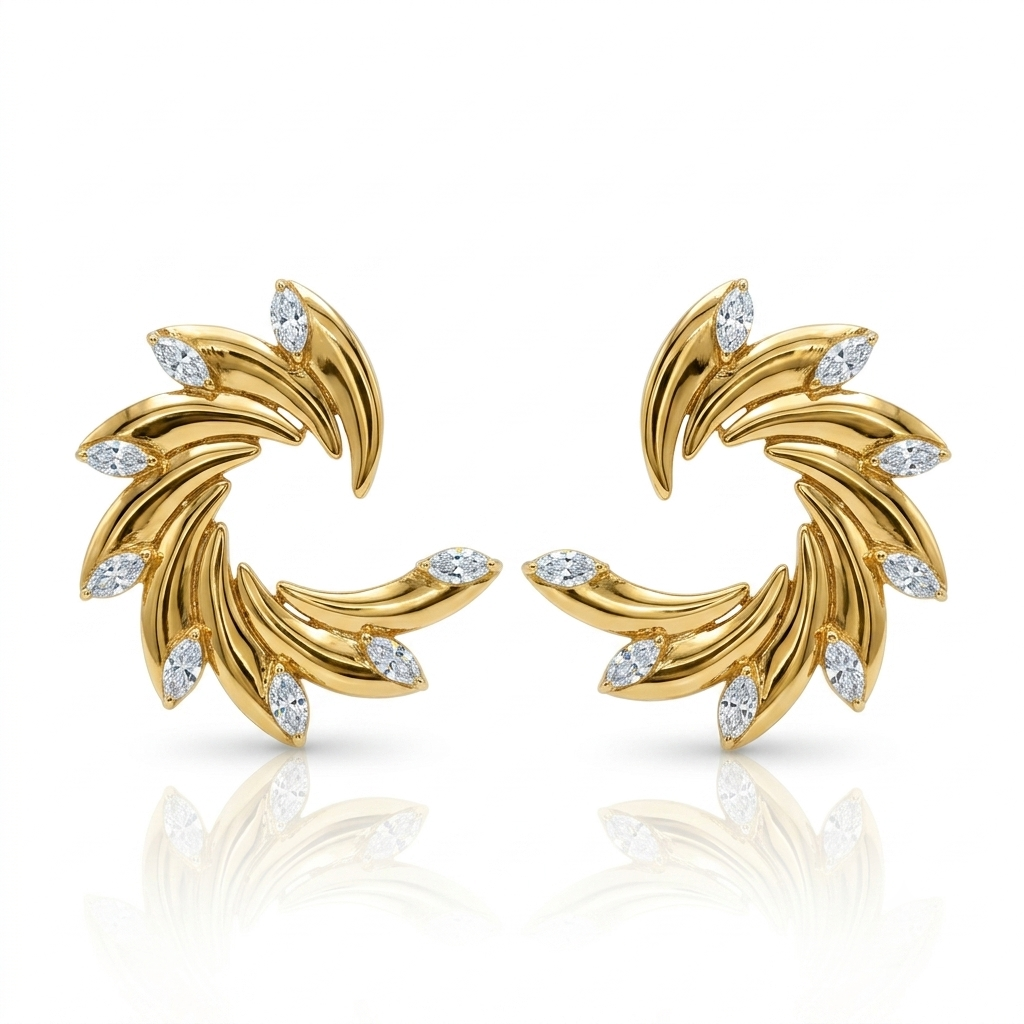 BC-576 Vortex, boucles d'oreilles en or 18 carats et diamants — Riana Jewelry