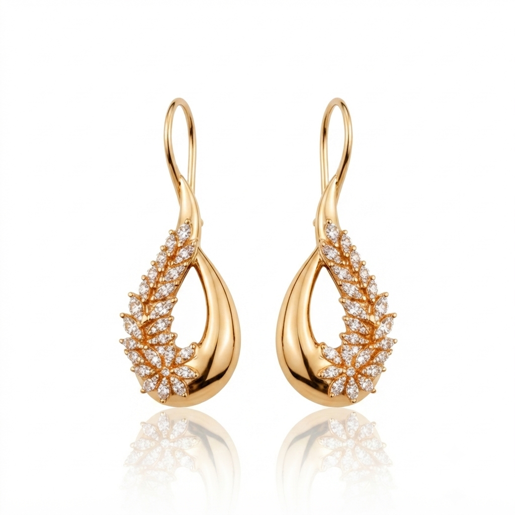 Bc Celestin, boucles d'oreilles en or 18 carats et diamants — Riana Jewelry