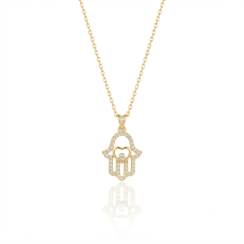 Main Fatma, collier en or 18 carats et diamants — Riana Jewelry