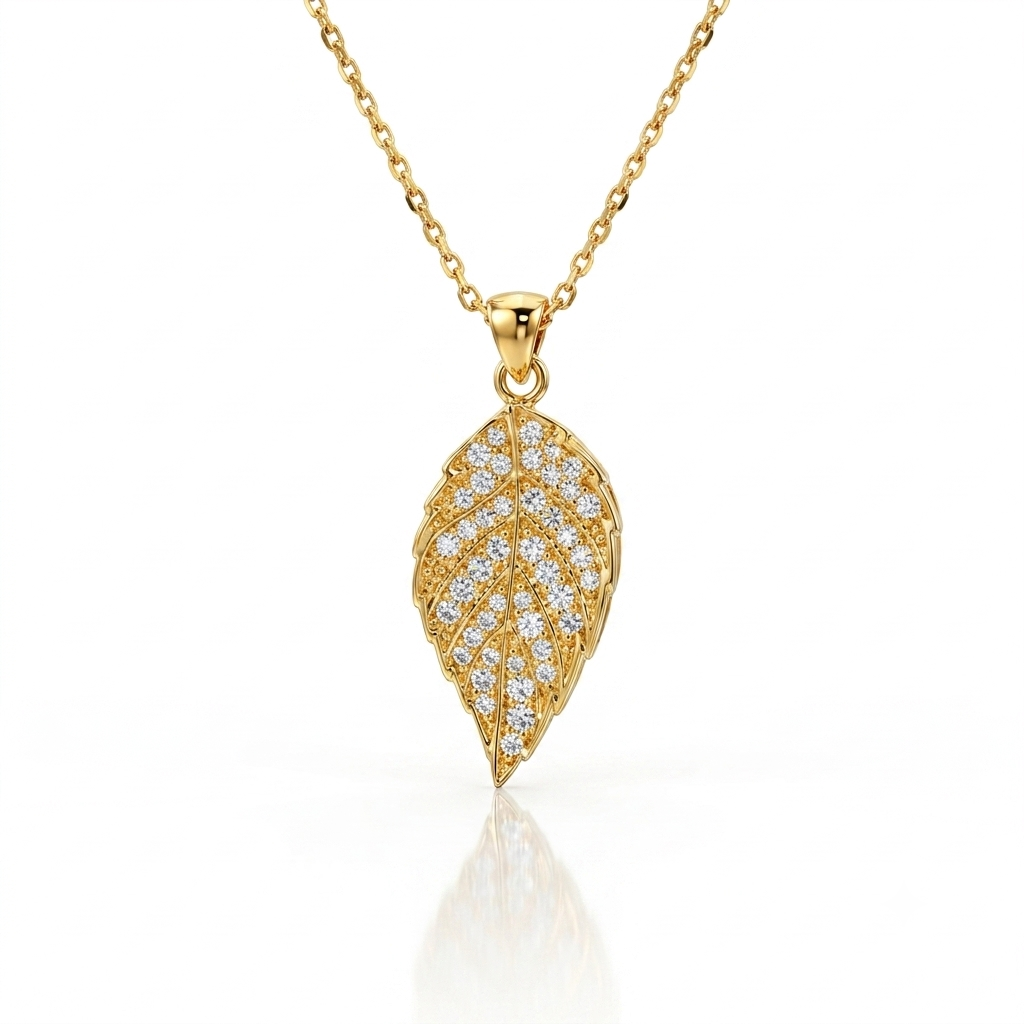 Pf 476 Feuille Eternelle, collier en or 18 carats et diamants — Riana Jewelry