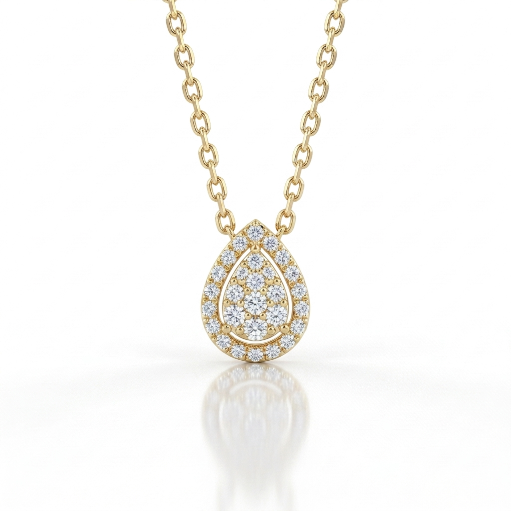 PF-646 Pear, collier en or 18 carats et diamants — Riana Jewelry